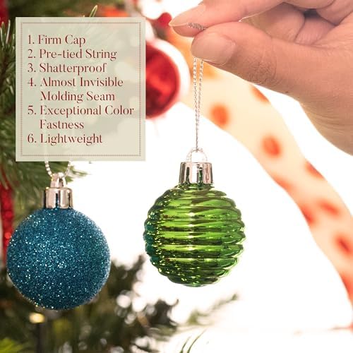 Valery Madelyn Small Christmas Tree Decorations Ball Ornaments 24ct 1.57"