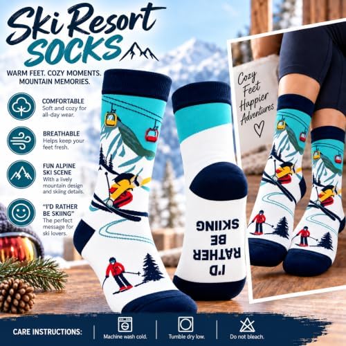Topline Cozy Skiing Gift Set for Men – Ski Red Knitted Beanie Hat, Ceramic Mug, Cozy Socks & 20g Double Hot Chocolate Mix – Christmas Stocking Fillres, Birthday Gifts for Men, Winter Gifts for Women
