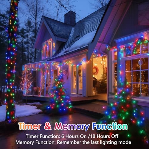 2 Pack 200 LED Battery Operated String Lights, Twinkle Lights Multicolor