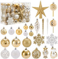 130 Pcs Gold & White Christmas Ball Ornaments, Shatterproof