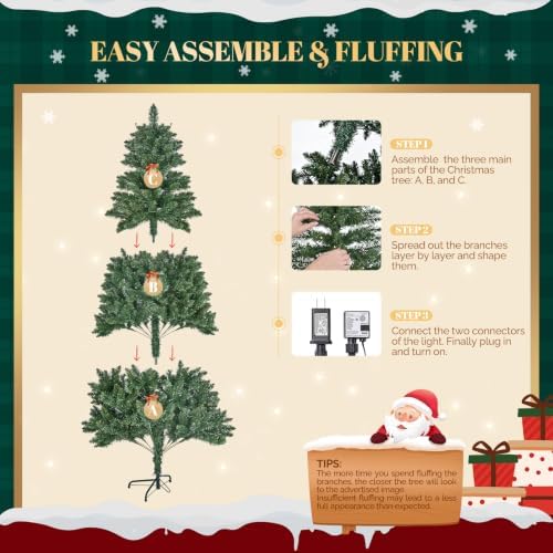 VINGLI 6FT Pre Lit Half Christmas Tree with 250 LED Lights