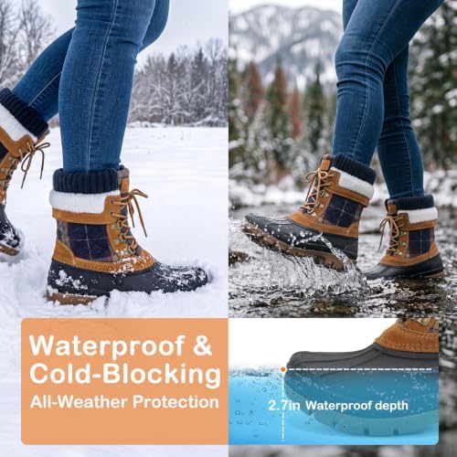 Womens Duck Boots Waterproof Winter Snow Mid-Calf Booties for Cold Weather