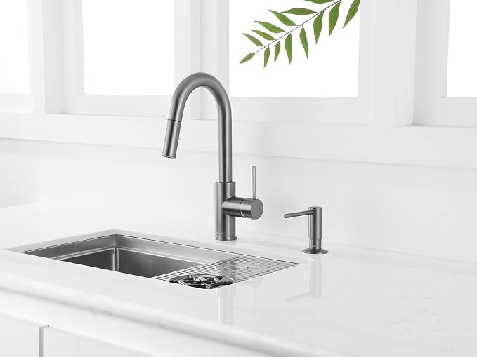 AguaStella ASF026GS Bulit in Dispenser Grey Stainless for Kitchen Sink with Soap Bottle Countertop Pump