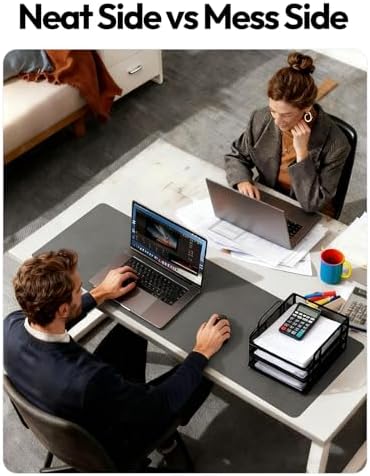 YSAGi Leather Desk Pad Protector, Office Desk Mat, Large Mouse Pad, Non-Slip PU Leather Desk Blotter, Laptop Desk Pad, Waterproof Desk Writing Pad for Office and Home (Dark Grey, 47" x 17")