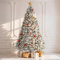 DWVO 7.5ft Snow Flocked Artificial Christmas Tree, 1360 Tips