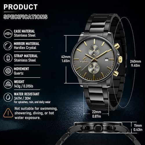 Stylish Stainless Steel Men's Watches with Functional Chronograph Subdials