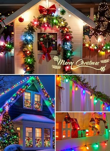 Vintage C9 Christmas Lights Outdoor, 100Ft 50 LED Multicolor String Lights
