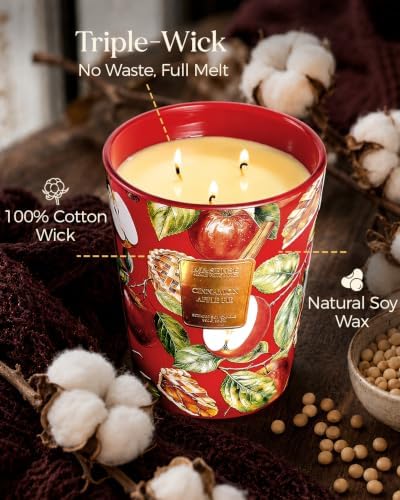 M&SENSE Cinnamon Apple Pie Soy Candle, Halloween Thanksgiving Gift