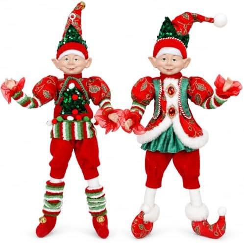 HMASYO Large 22" Set of 2 Christmas Plush Elf for Tree Hanging Decorations