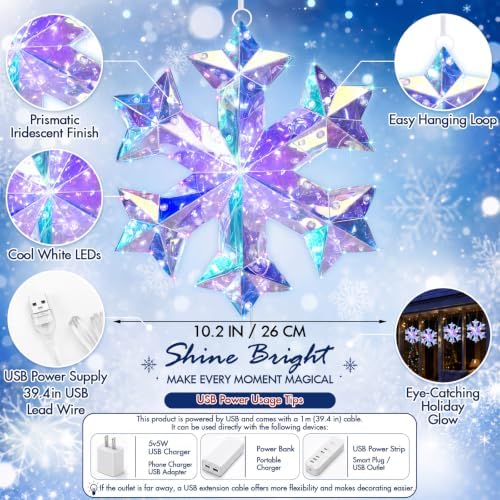 Nuanchu 2 Pcs 10" LED Christmas Snowflake Light Decor, Exotic Fantasy Wood