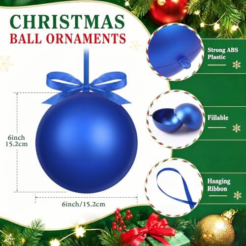 Weysat 12 Pack Large Christmas Plastic Ornaments Yard Tree,Blue,6 Inch