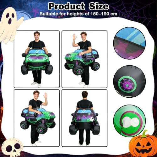 Monster Truck Costume,Inflatable Cosplay Car Adult Costume 3D,Adjustable Suspenders,Funny Cars Halloween Costume for Birthday Party Dress Up Set
