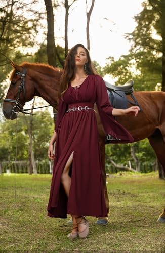 Scarlet Darkness Renaissance Costume Women Pirate Medieval Maxi Dress