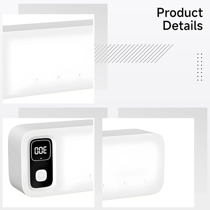 Wall Mount Toothbrush Sterilizer With 5 Slots, Sunshine-C Sanitizer W 2000Mah Battery, 200S Cycle, Digital Display For Bathroom