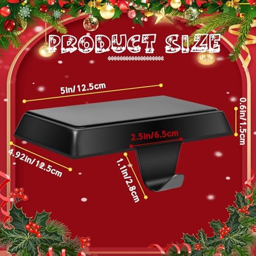ONEXIZ 4 Pack Christmas Stocking Holders for Mantle Heavy Duty Stocking Hangers Stocking Hook Christmas Ornaments for Counter Tables Window Fireplace Mantle Decoration(Matt Black)