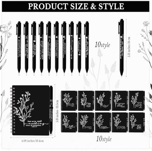 Resurhang Christian Gift Bulk for Women with Notes, Black, 40 Pcs