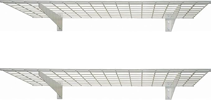Hyloft 00967 2-Pack Heavy Duty Steel Garage Shelving, 45”x 15” Wall Mounted Shelve,Max Shelf Load 200 Pounds, White Powder Coated
