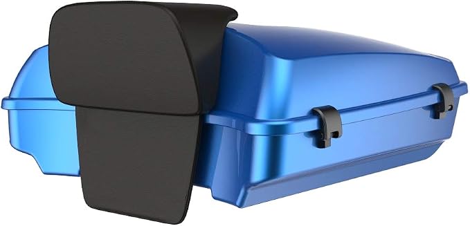 Advanblack Road Glide Tour Trunk Pack Electric Blue Razor Tour Trunk Pack Backrest Pad for '97-'25 Harley Touring Road King Street Glide Electra Glide CVO models