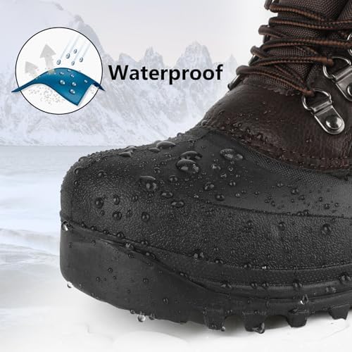 riemot Women's Men's Winter Ankle Boots Waterproof Outdoor Snow Boot Warm Fur Lined Comfortable Non-slip Lace-up Booties for Walking Hiking Trekking Camping Skiing US5-14