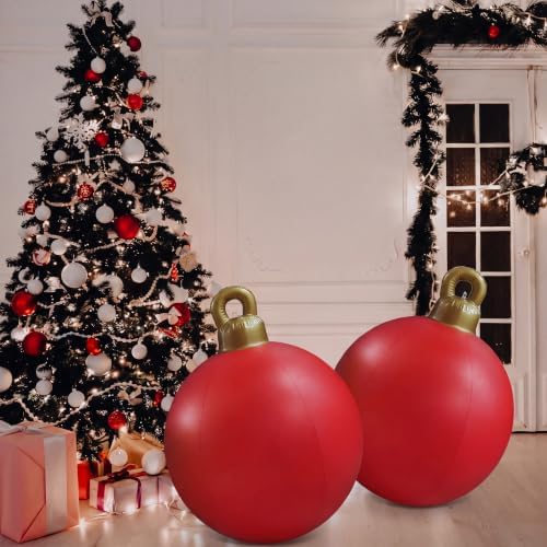 Jetec 4 Pcs Giant Inflatable Christmas Ball, Solid, Red