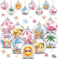 Outus 16 Pcs Coastal Christmas Ball Ornaments, Beach Flamingo Hanging Decor