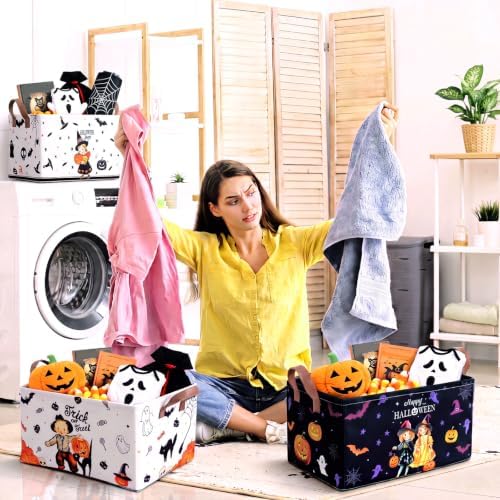 CHENGU 6 Pack Halloween Storage Bins Collapsible Halloween Baskets for Gift