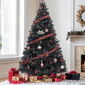 YITAHOME 7.5ft Black Halloween Artificial Christmas Tree with 1258 Tips
