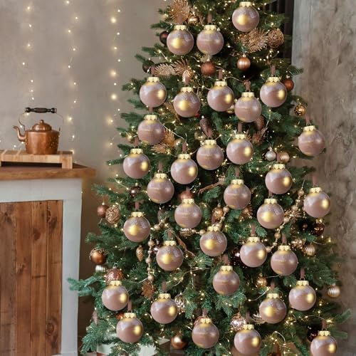 Yunlly 12 Pcs Neutral Christmas Ornament, Bronze, 3.15''