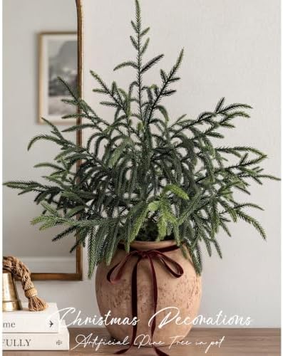 Christmas Decorations - 24" Real Touch Artificial Pine Tree in Ceramic Pot