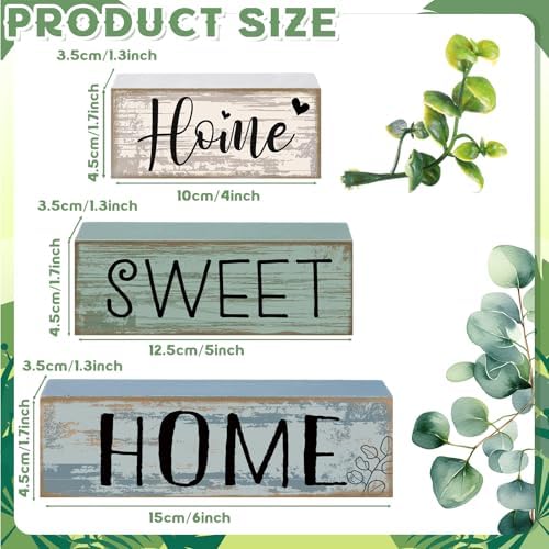 Moucuny 4 Pcs Farmhouse Table Decor Home Sweet Home Wooden Block Signs