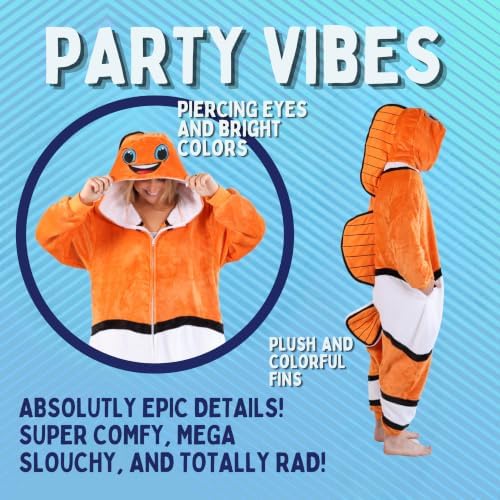 Funziez! Adult Onesie Halloween Costume Animal Dinosaur Shark Unisex Plush One Piece Cosplay Suit for Adults, Men and Women