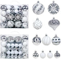 48 Pcs Christmas Balls Ornaments for Christmas Tree, Painted Shatterproof Plastic Decorative Baubles Hanging Ornaments for Xmas Tree Wreath Holiday Party Wedding Decoration, Silver White