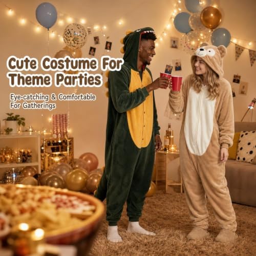 Snug Fit Unisex Adult Onesie Pajamas, Flannel Cosplay Animal One Piece Halloween Costume Sleepwear Homewear