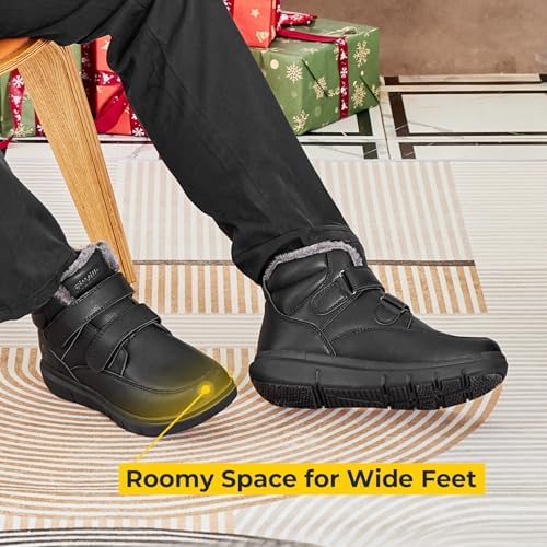 FitVille Extra Wide Men's Winter Boots Fur Lined Snow Boots for Men