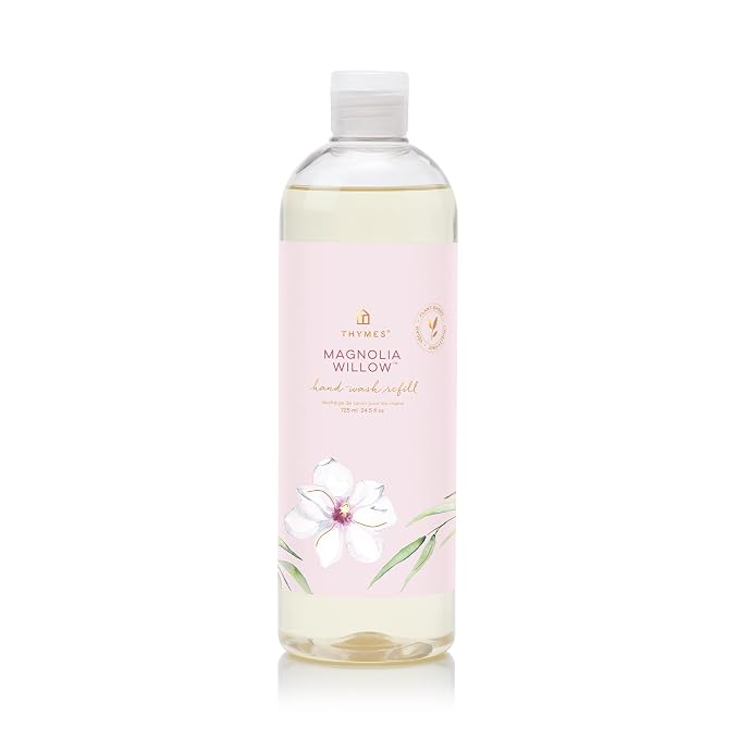 Thymes Hand Wash Refill - Lightly Scented Liquid Hand Soap for Bathroom and Kitchen Refill - Moisturizing Formula with Natural Ingredients (Magnolia Willow, 24.5 fl oz)