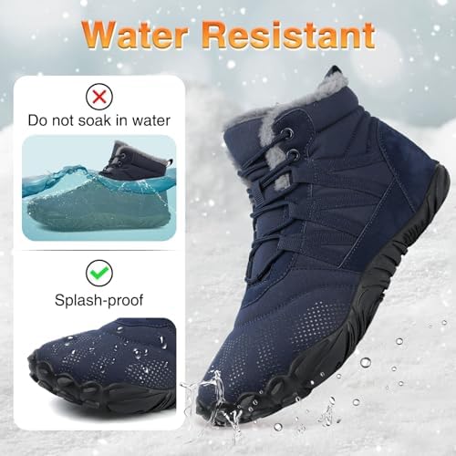 Womens Mens Barefoot Boots Shoes Minimalist Winter Snow Boots Warm Ankle Booties Zero Drop Sole Wide Toe Box Slip on Sneakers
