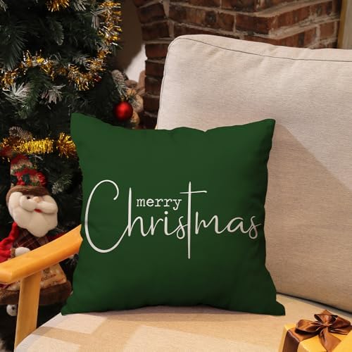 Allorry Christmas Pillow Covers Merry Christmas Throw Pillow Decorative Christmas Green Cotton Cloth Linen Cloth Pillow Cover Sofa Cover Decorative Rectangle Length 20X20 inches