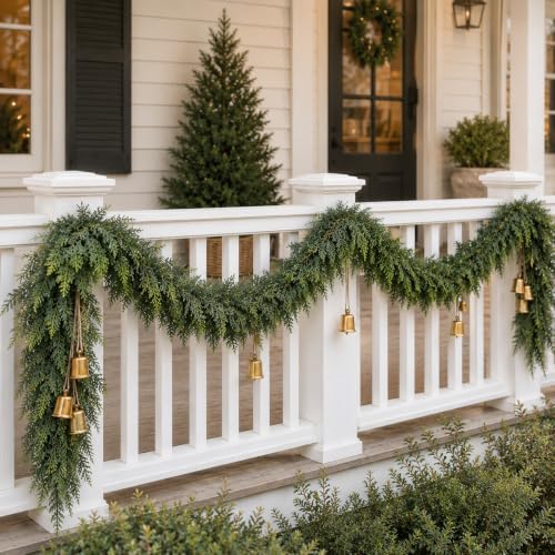 12FT Christmas Cedar Garland Real Touch Greenery for Mantle Decor