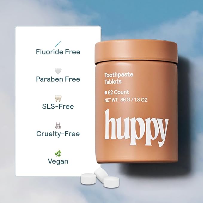 Huppy Toothpaste Tablets, Nano Hydroxyapatite, Fluoride Free and Plastic Free, Natural Whitening, Remineralizing, SLS Free, Bulk Supply, Cinnamon Flavor (248 Count)
