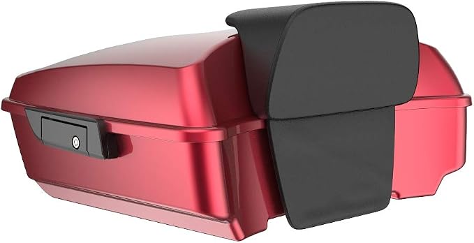 Advanblack Road Glide Tour Trunk Pack Velocity Red Sunglo Chopped Tour Trunk Pack Backrest Pad for '97-'25 Harley Touring Road King Street Glide Electra Glide CVO models