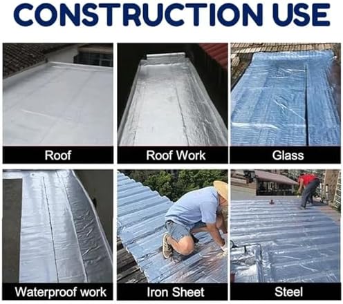 Waterproof Tape Butyl Tape Aluminum Foil Tape Butyl Tape Aluminum Foil Butyl Rubber Tape High Temperature Super Resistant god kvalitet Self Adhesive Wall Crack Roof Pipe Repair(10cm X 10 Meter)