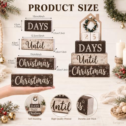 Christmas Countdown Decorations Indoor, Christmas Table Decor for Home