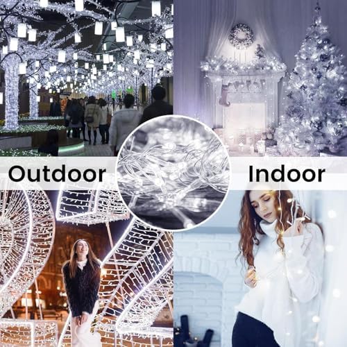 4 Pack 200 LED Battery Operated String Lights, Twinkle Lights Cool White