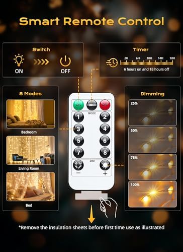 Brightown 2 Pack 300 LED Fairy Curtain Lights, 9.8ft x 9.8ft String Lights