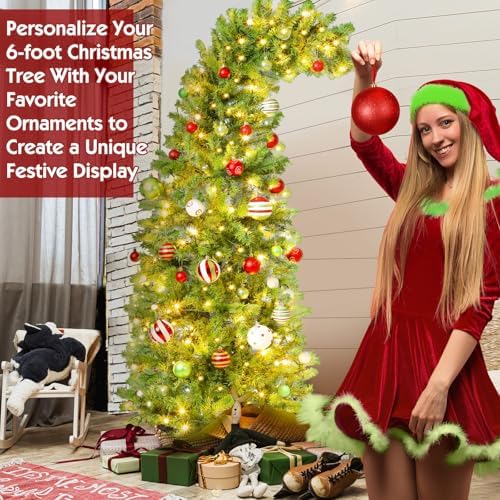 Seenelling 6 FT Lime Green Christmas Tree Prelit Whimsical Artificial