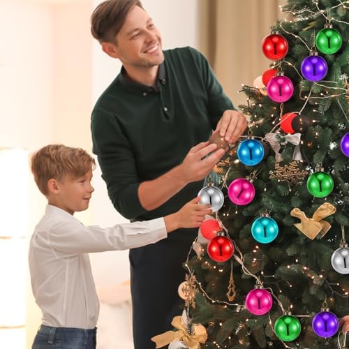 Civaner 32 Pcs 2.36 in Mercury Glass Christmas Balls Ornaments, Multicolor