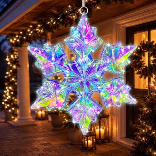 Nuanchu 4 Pcs 25.6" LED Christmas Snowflake Lights Decor, Laser