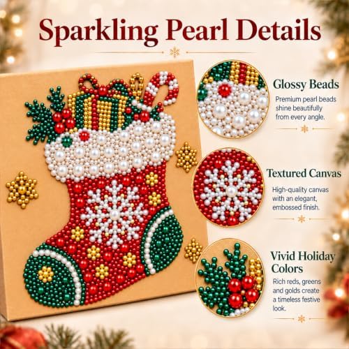 Diamond and Pearl Art Kits for Adults, Christmas Decorations, Framed Decor