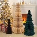 3 Pcs Large Honeycomb Christmas Tree,Classic,Beige, Green, Brown