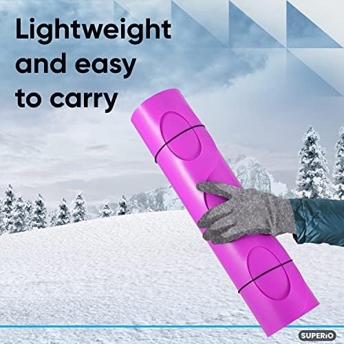 Superio Snow Slider Mat, Flexible Snow Sled Flying Carpet, Roll up Sleds for Kids and Adults 54" Lightweight Plastic Snowboard Sled (Pink), 6 Pack